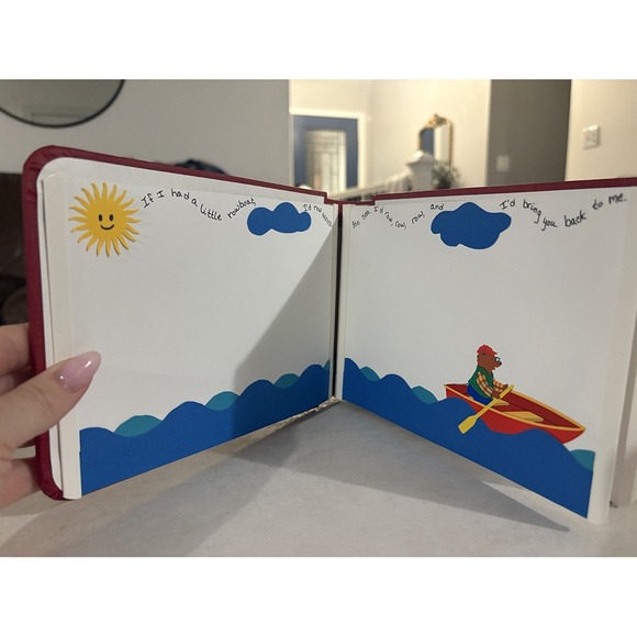 Other - Red Scrapbook Baby Album Handmade Bear Vintage 8x6 Boy Newborn Book Boats cars